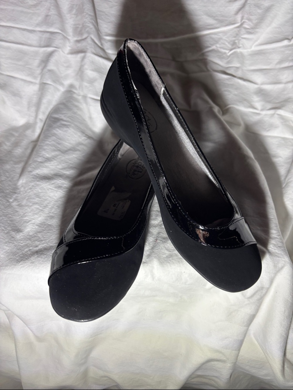 Life Stride Black Matte and Patent Trim Slip-On Flats - Picture 3 of 5